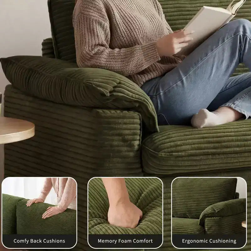 Sufan loveseat Dyonery 86 Cloud, sedil fond u mħaded wesgħin għall-dirgħajn, qafas b'saħħtu, disinn ergonomiku li jieħu n-nifs