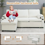 80 L-Shaped Sofa Couch Bed, Sofa Sleeper with Pull Out Bed, Reversible Sleeper Sofa Bed