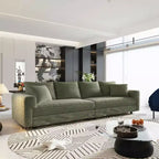 102.4 Plush Corduroy 4-Seat Convertible Sofa with Ottomans - Green