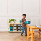 Cubby Mobile Tray Cabinet and 15 Scoop Front Bins, 3x4, Kids Furniture