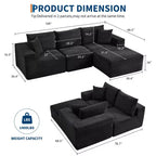 108 modernes Sofa, 3-Sitzer-Sofa in L-Form mit Polsterbezug und Kissen, Sofa mit tiefer Sitzfläche, keine Montage erforderlich