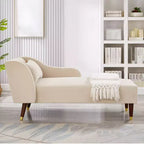 Moderne fluwelen chaise longue, gestoffeerde chaise longue met gebogen armleuning, slaapbank voor slaapkamer, kantoor of woonkamer