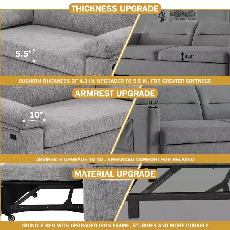 Dyonery 3-in-1-Schlafsofa, ausziehbares Schlafsofa mit verstellbarer Rückenlehne