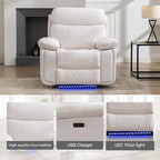 Elektrisch verstellbares Sofa mit kabellosem Ladegerät, Leselicht, LED-Beleuchtung für das Wohnzimmer, Kunstleder, AC-/USB-Anschluss, Getränkehalter, Schwarz