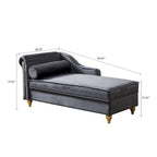 Chaise longue elegante francese rivestita in velluto con contenitore e cuscino