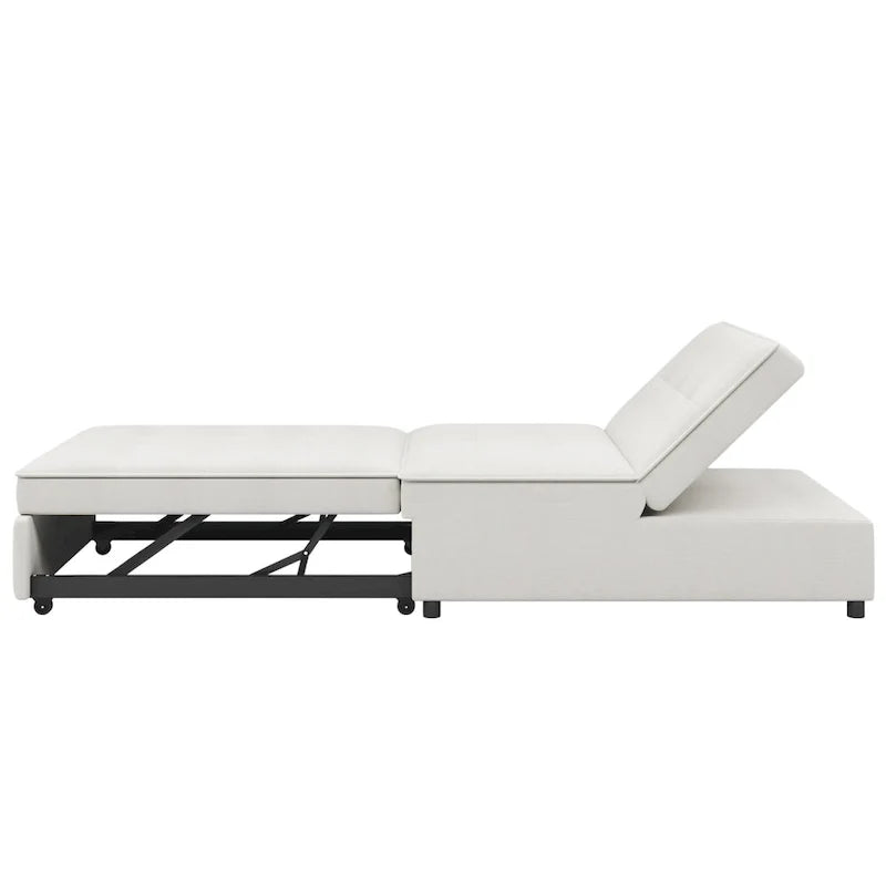 72.5 Linen 4-in-1 3-Seater Sleeper Sofa with 5-Level Adjustable Backrest And Storage Pocket