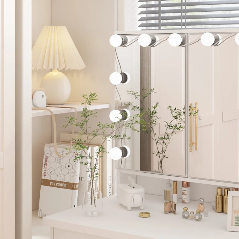 Luxuriöser LED-Schminktisch mit 9 Schubladen, eleganter Schminkplatz