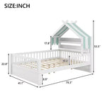 Letto a casetta in legno ModernLuxe per letto singolo/matrimoniale con testiera contenitore, struttura letto per bambini in pino massello con sponde di sicurezza