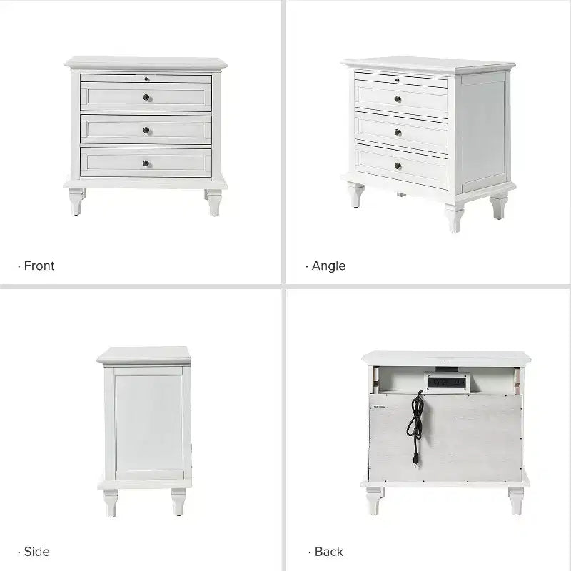 Comodino Giorgio con 3 cassetti e prese integrate, set da 2|HULALA HOME