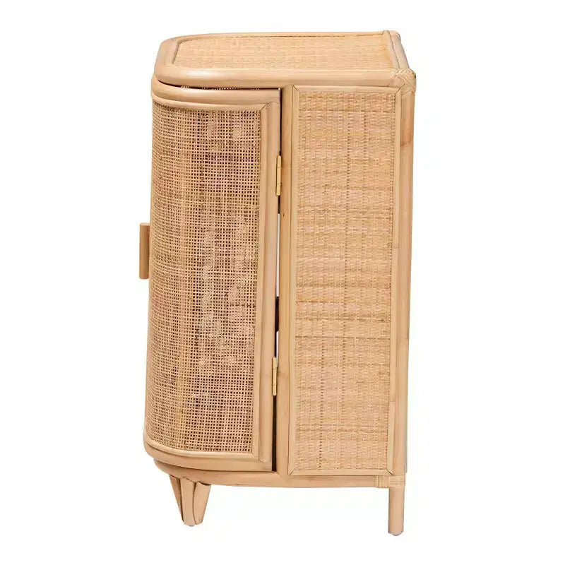bali & pari Yanka natuurlijke rotan opbergkast, naturel: handgemaakt, 2 planken, bohemian design