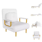 Folding Sofa Bed 3-in-1 Convertible Chair - 5-Position Adjustable Backrest with Pillow, Space-Saving Sleeper for Living Room, Bedroom & Office (White)
