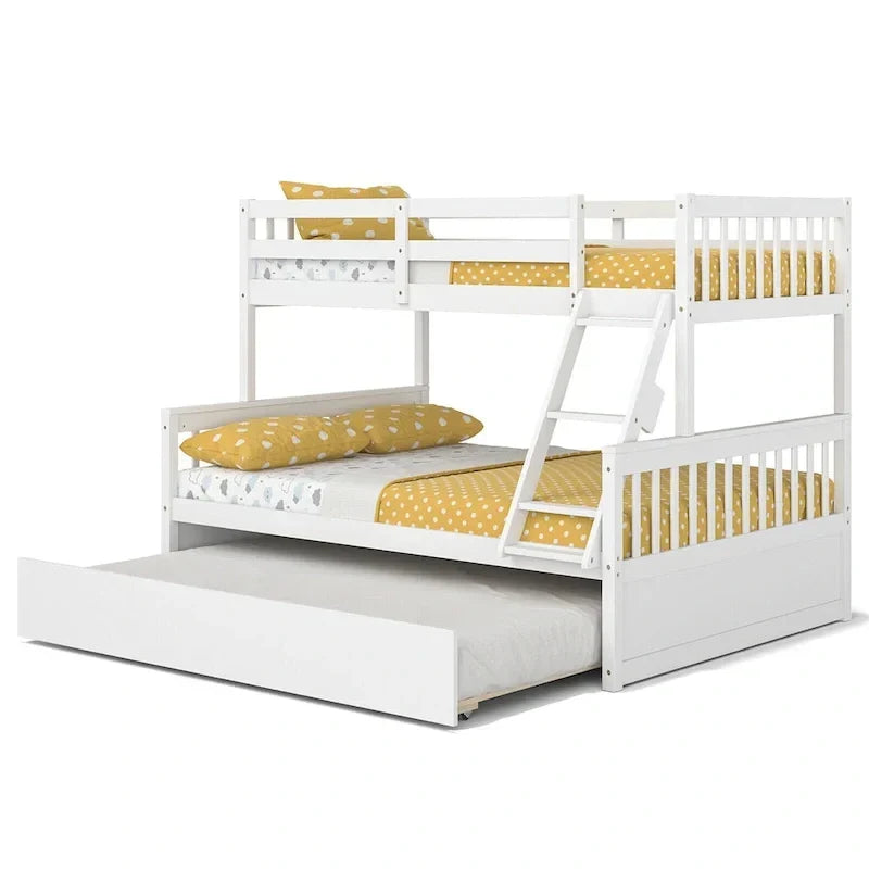 Gymax Etagenbett Twin über Full mit ausziehbarem Twin-Bett, umwandelbare Plattform