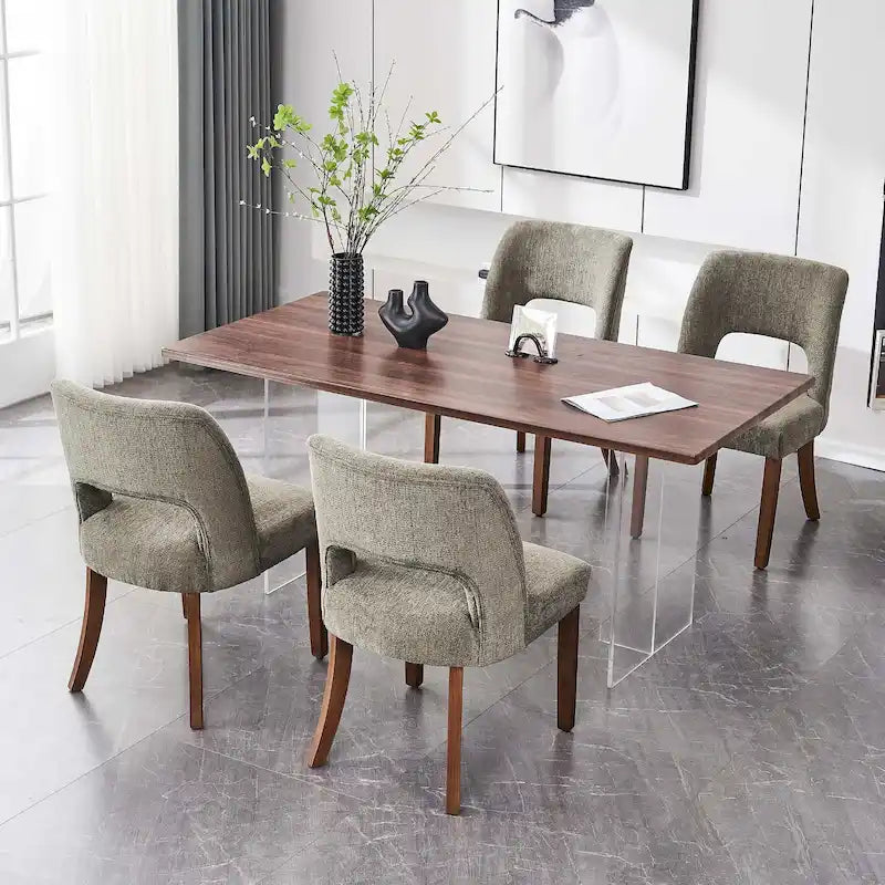 Set di 4 sedie da pranzo rivestite in tessuto