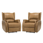 Genuine Leather Power Recliner with USB Port 鈥?Wingback Nailhead Set of 2