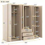 Ξύλινη ντουλάπα 6 θυρών με συρτάρια για υπνοδωμάτιο