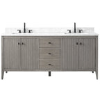 Vanity Art 72 Double Sink Bathroom Vanity Cabinet with Engineered Marble Top