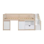 Okak Solid Wood Twin Loft Bed with Stairs & Storage,Low Profile Bunk Beds Twin with Drawers & Shelves,Multi-Functional Loft Beds for Kids,Teens