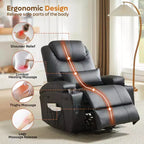 Bestier 34.6'' Electric Power Lift Asist Recliner Chair with Massage and Heat, Fax Leather Reclining Chair with Side Pockets & Cup Holders