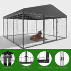 W 118 x D 118 x H 70 grote hondenkennel voor buiten, stevige hondenkooi met waterdicht dak