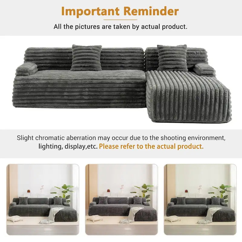 Modularna kutna sofa Cloud, moderna tapecirana sofa s 2 ukrasna jastuka, slobodno kombinirajuća modularna sofa u obliku slova L