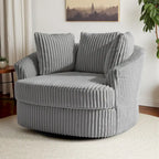 Extra grote 43 W pluche corduroy draaifauteuil met verzonken armleuningen en kuipvorm