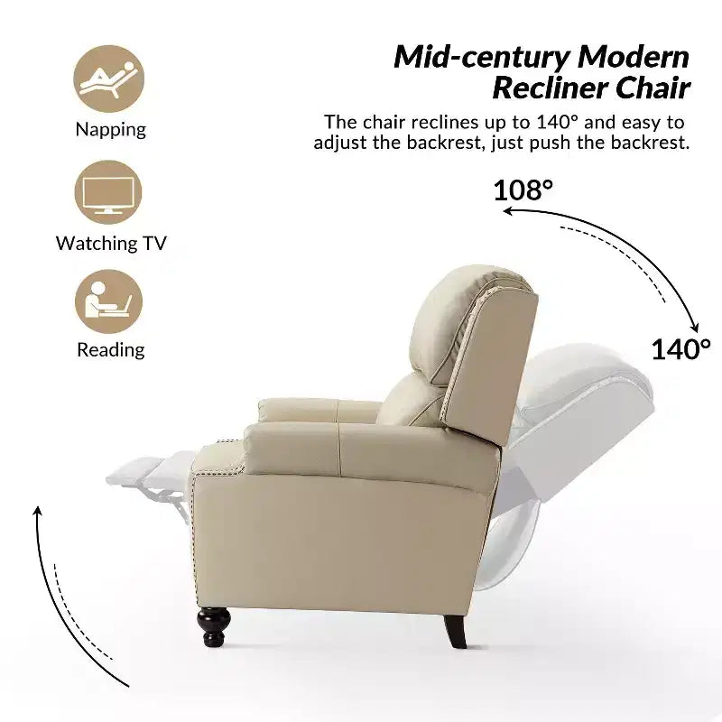 Set van 2 moderne Elisabete-fauteuils met hoge rugleuning van echt leer en vintage spijkerkopafwerking voor woonkamer en slaapkamer| ART OF LIVING DESIGNS
