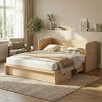 Mjkone Queen Size Convertible Murphy Cabinet Bed with Mattress, USB Charging, Storage Drawers
