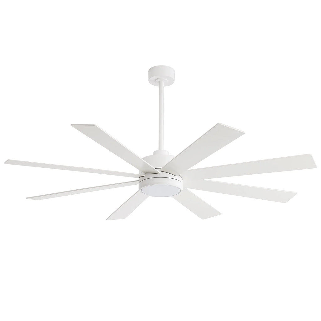 65 Inch 8-Blade Black LED Ceiling Fan with Light and Remote