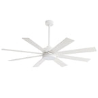 65 Inch 8-Blade Black LED Ceiling Fan with Light and Remote