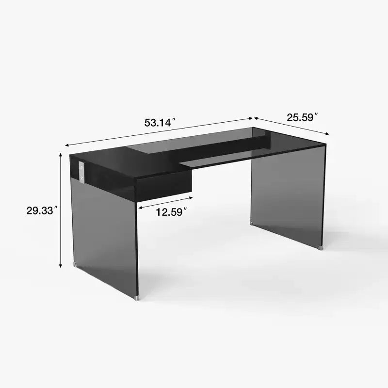 Moderner Schreibtisch aus gehärtetem Glas von Luck Live, 53,14 Zoll