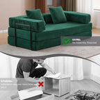 Convertible Floor Sofa Bed with Pillow Back Chenille Fabric for Living Room Bedroom