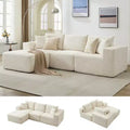 108 modernes Sofa, 3-Sitzer-Sofa in L-Form mit Polsterbezug und Kissen, Sofa mit tiefer Sitzfläche, keine Montage erforderlich