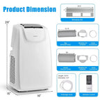 Costway draagbare airconditioner van 8000 BTU (11.500 BTU ASHRAE) met twee slangen, 3-in-1-airconditioningunit met afstandsbediening