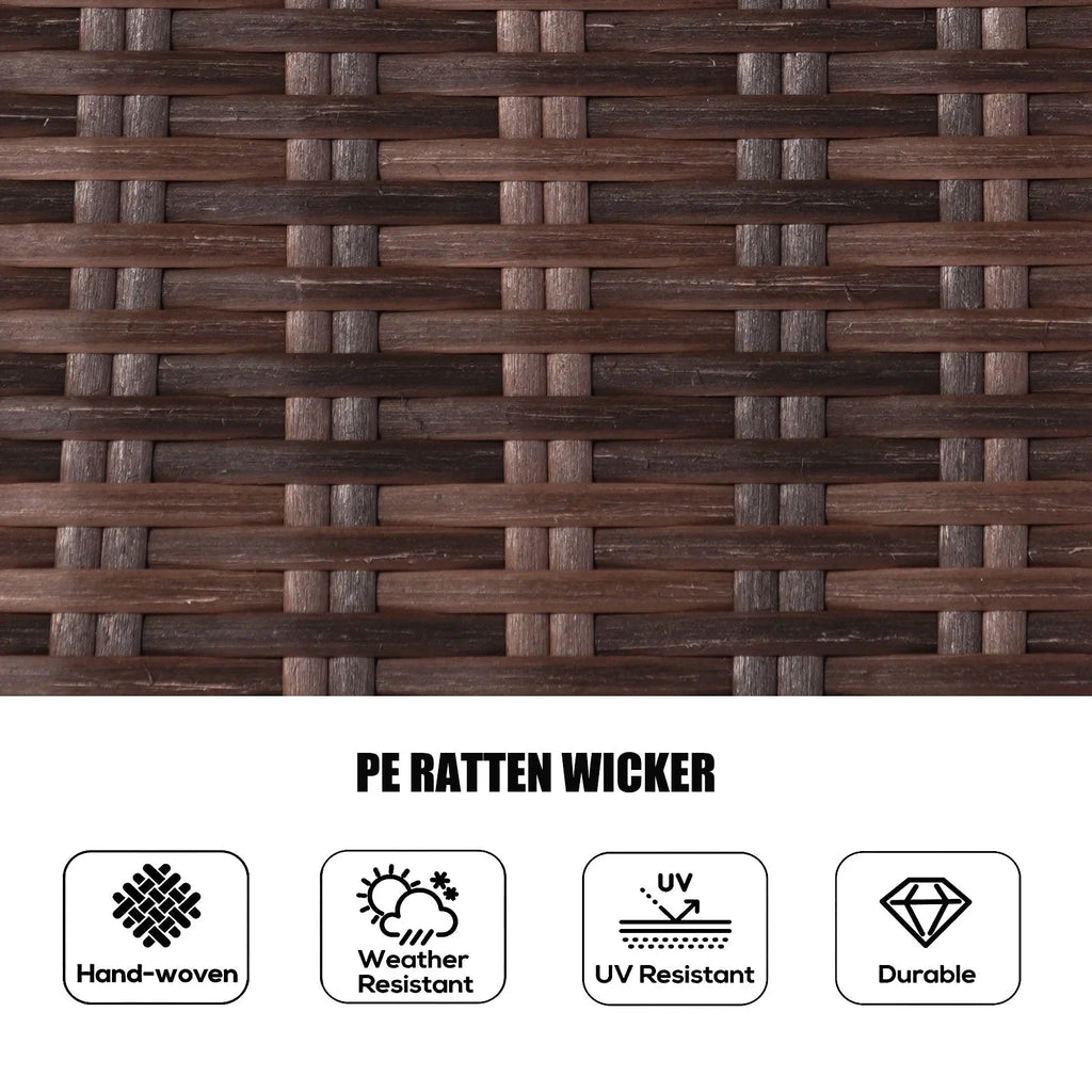 7-delige ronde eetset van rotan voor buiten op het terras, met kussens, van Moda Furnishings