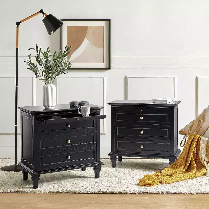 Comodino Giorgio con 3 cassetti e prese integrate, set da 2|HULALA HOME
