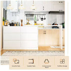 Drehbares/ausziehbares Smart-Buffet-Sideboard mit 6 Schubladen, verlängerter Tischplatte, rutschfester Matte, drehbarem Esstisch und Kücheninsel-Speisekammer