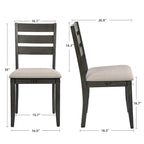 Set da pranzo composto da 5 pezzi in legno massello, 47 L (1 tavolo + 4 sedie con schienale a doghe)