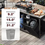78,3 Zoll große Outdoor-Kücheninsel mit Edelstahl-Arbeitsplatte, klappbarer BBQ-Station und Aufbewahrungsschränken, Schwarz