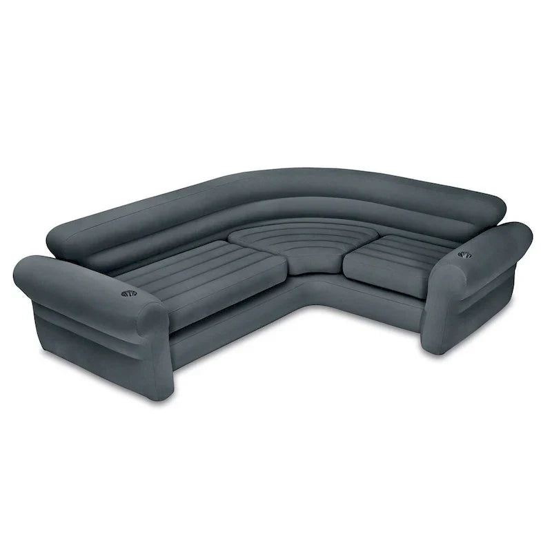 Divano angolare gonfiabile Intex a forma di L con portabicchieri, grigio (confezione da 2) - 26