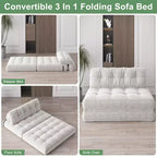 Zusammenklappbares Cord-Schlafsofa als Futon in Full-Größe, umwandelbarer Bodenschlafsessel mit Kissen und Rückenstütze