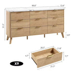 Dressoir met 9 laden en geribbelde voorkant, moderne ladekast, houten dressoir/TV-meubel met gebogen profiel, voor woonkamer of hal