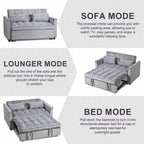Modern Pull-Out Couch Bed, 3-in-1 Sleeper Sofa with Adjustable Backrest, Velvet Loveseat, Pillows & Side Pockets