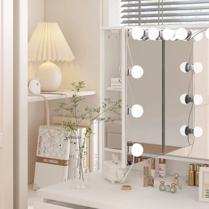 Luxuriöser LED-Schminktisch mit 9 Schubladen, eleganter Schminkplatz