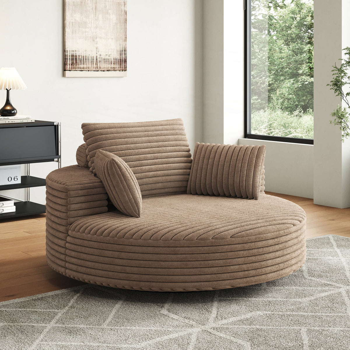 Corduroy Chenille Foam Single Swivel Chair
