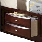 Bett im Paneel-Design, Queensize-Bett mit Bücherregal und Schubladen, Braun