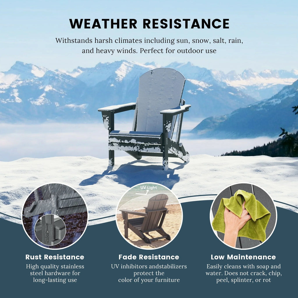 Polytrends Laguna Adirondack stolica za vanjsku terasu, otporna na izbljeđivanje i sve vremenske uvjete, sklopiva