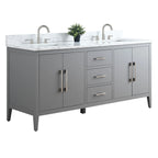 Vanity Art 72 Double Sink Bathroom Vanity Cabinet with Engineered Marble Top