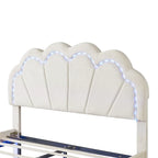 2-teiliges Schlafzimmer-Set: LED-Polsterbett in voller Größe mit Stauraumhocker
