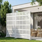MAYEERTY 72x47 inch wit privacy-scherm voor buiten, 6-delige set met natuurlijk inklapbaar kamerscherm voor achtertuin en tuin