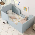 Okak Bear-Shaped Floor Bed for Ages 3-6, Toddler Bed Frame with Safety Fence, Cute Animal-Shaped Kids Bed